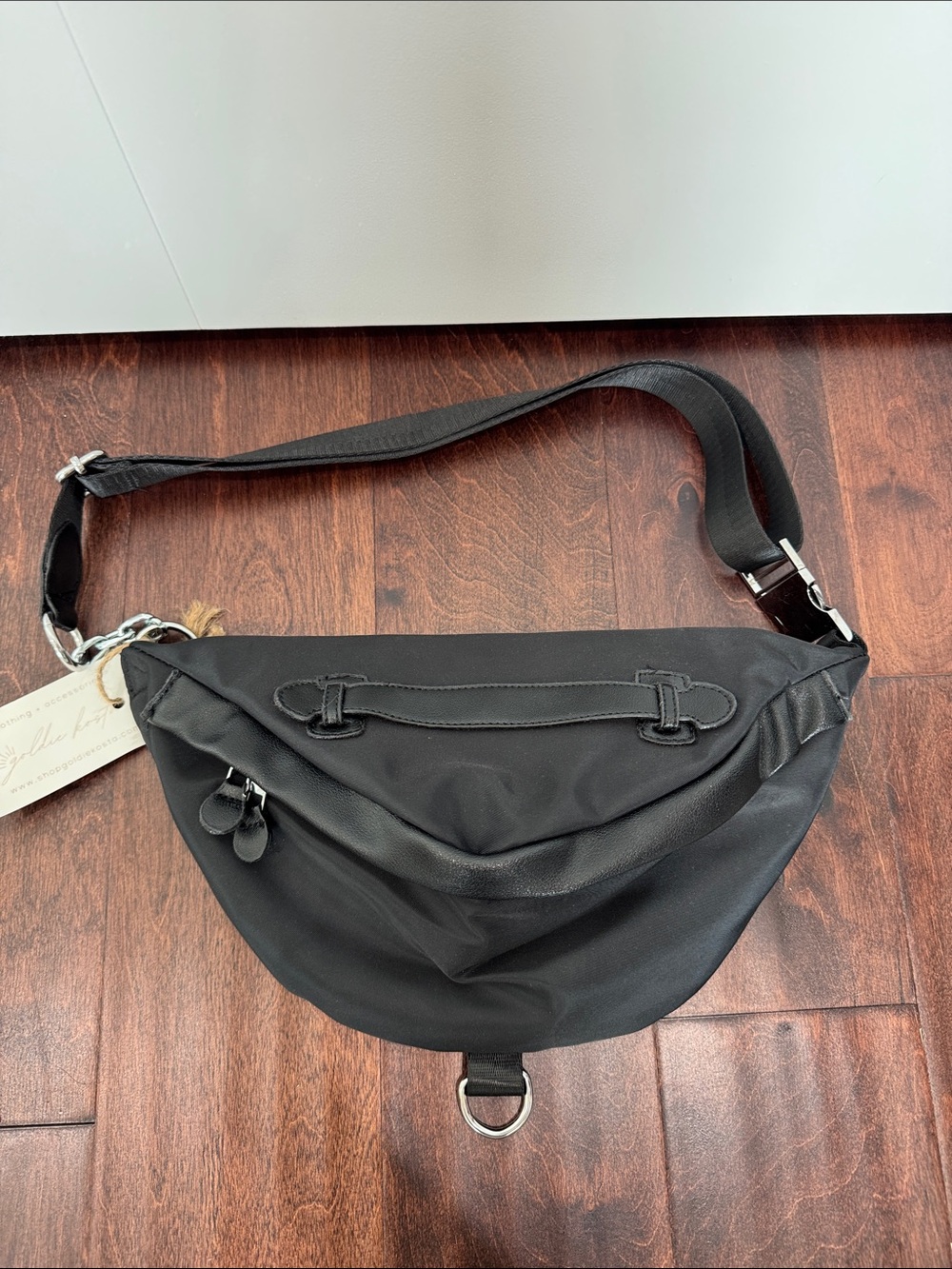 NEW Black Multi Use Cross Body Belt Bag Purse Should Bag Handbag Zipper Pockets